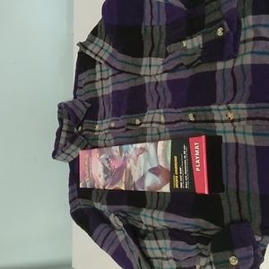 Size large boys Arizona jean company flannel shirt with NIB pokeman playmat